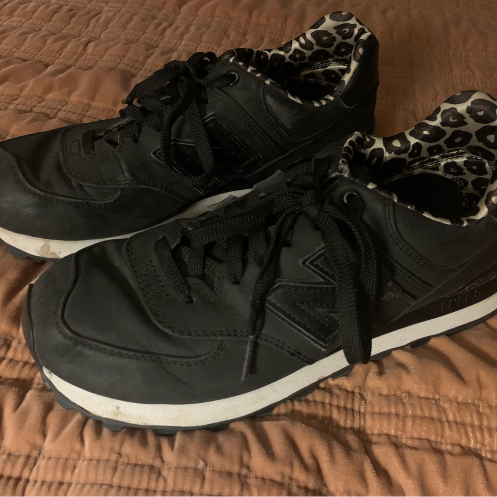 New Balance Black Sneakers with Leopard Print Lining